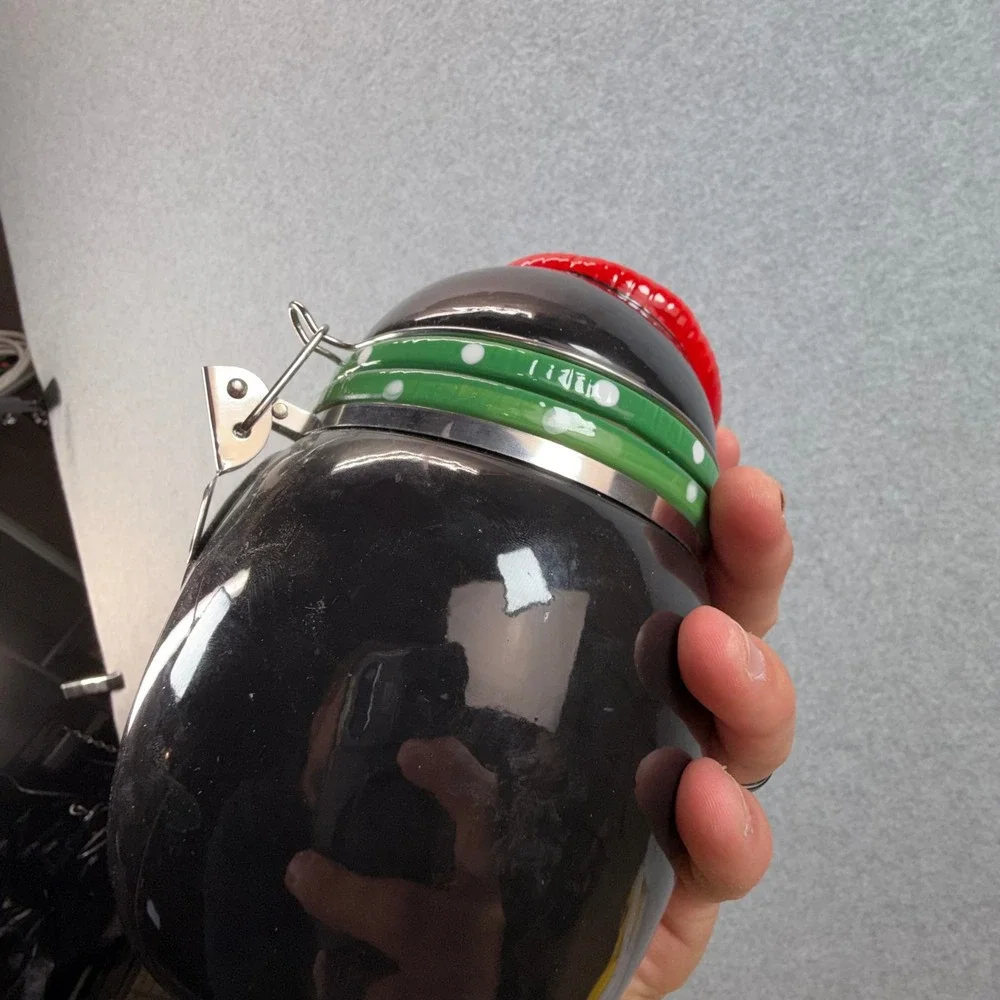 ConAgra Foods Penguin Ceramic Cookie Jar Christmas‎ Holiday Latch Lid Canister